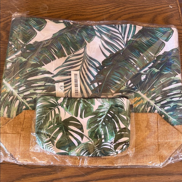 Handbags - Tropical Leaf Print Tote Bag Set